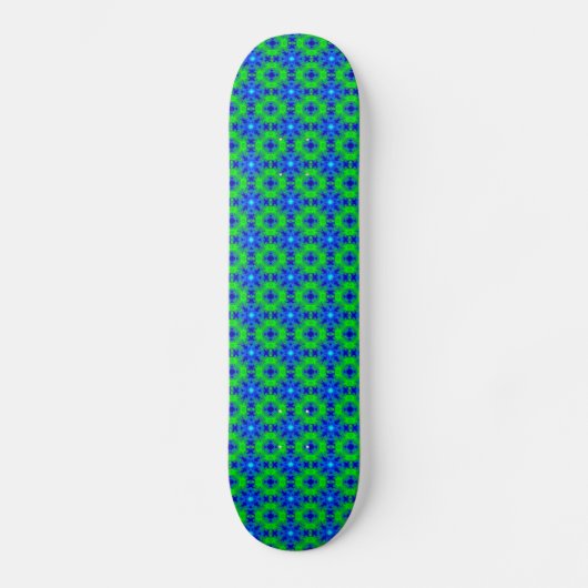 Retro Margeriten u. Sterne Artdeco in grün blau Skateboard (Voorkant)