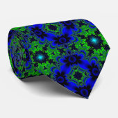 Retro Margeriten u. Sterne Artdeco in grün blau Stropdas (Opgerold)