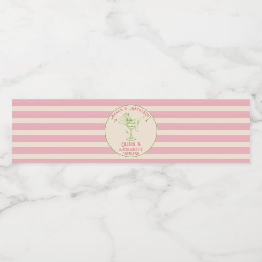 Retro Margs & Huwelijk Bachelorette Favoriet Waterfles Etiket (Enkel label)