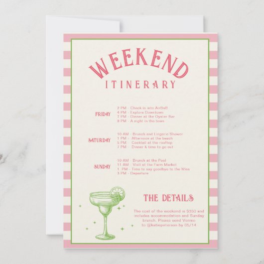 Retro Margs & Matrimony Bachelorette weekend Kaart (Achterkant)