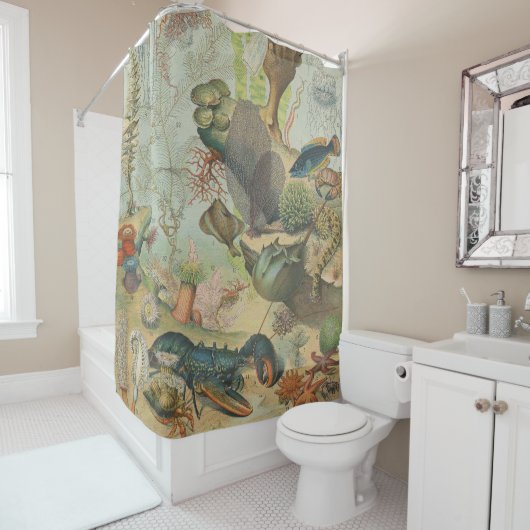 Retro  mariene biologie oceaanvis douchegordijn (In situ)