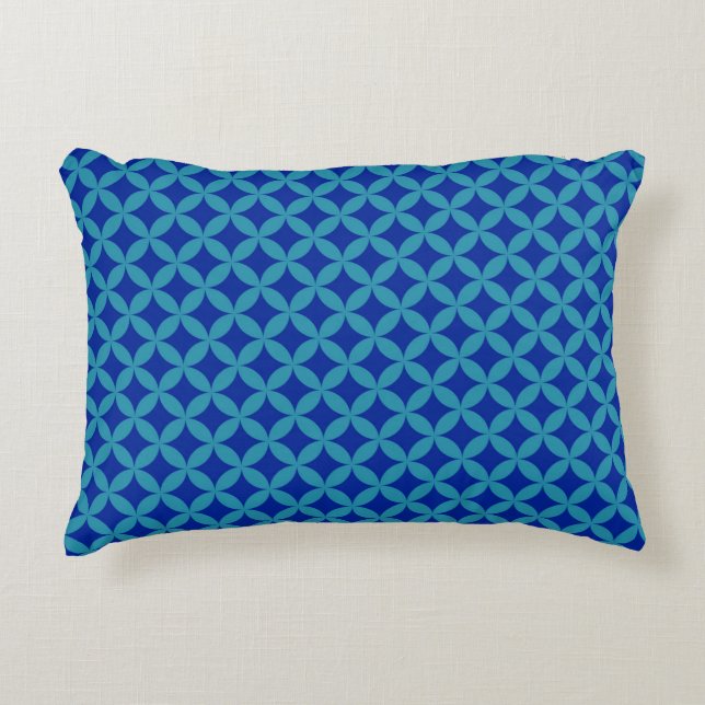 Retro marine blauw turquoise Circle Rosette Lattic Accent Kussen (Voorkant)
