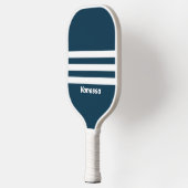 Retro marine drie-brede strepen met naam pickleball paddle (Links)