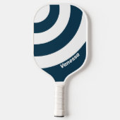Retro Marine drie cirkel streep met naam Pickleball Paddle (Achterkant)