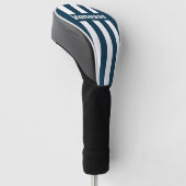Retro Marine Drie Pin Strepen met Naam Golfheadcover (Schuin)