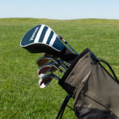 Retro marine drie-rijen strepen met naam golfheadcover (Insitu)