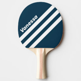 Retro marine driehoekige strepen met naam tafeltennisbatje