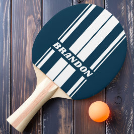 Retro Marine Dubbele Board Strepen met Naam Tafeltennisbatje