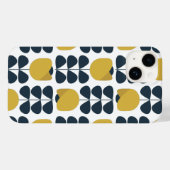 Retro marine en gele bloemmotief Case-Mate iPhone case (Achterkant (horizontaal))