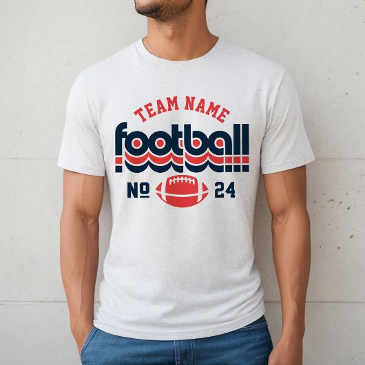 Retro Marine Rode Voetbalteam Naam Nummer Tri-Blend Shirt