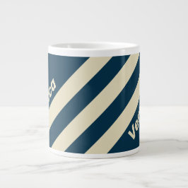 Retro Marine Uitlopende Drie Strepen met Naam Grote Koffiekop