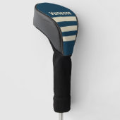 Retro Marine Uitsterving Drie Overdwars Strepen me Golfheadcover (Schuin)