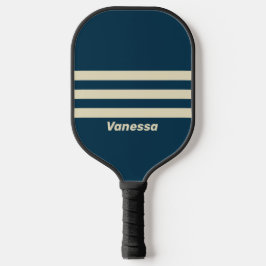 Retro Marine Uitwaaiend Streeppatroon met Naam in Pickleball Paddle