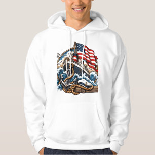 Retro marine vintage stoomschip oceaanreis kunst hoodie