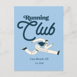 Retro marineblauw hardloopclub gepersonaliseerde g briefkaart