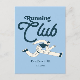 Retro marineblauw hardloopclub gepersonaliseerde g briefkaart