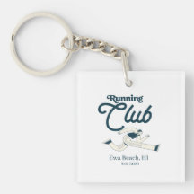 Retro marineblauw hardloopclub gepersonaliseerde g