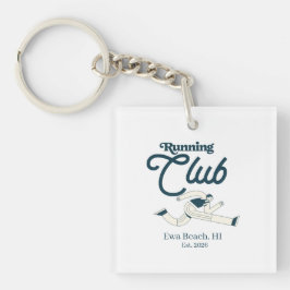 Retro marineblauw hardloopclub gepersonaliseerde g sleutelhanger
