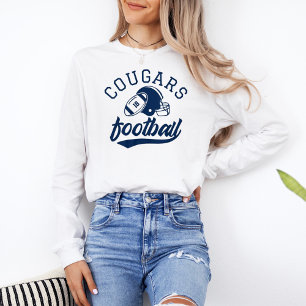 Retro Marineblauw Voetbalteam Lange Mouwen Tri-Blend Shirt