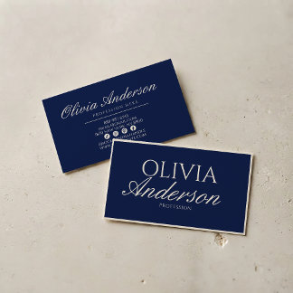 Retro marineblauwe luxe vintage old money luxe visitekaartje