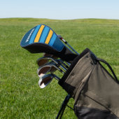 Retro marineblauwe strepen met naam golfheadcover (Insitu)