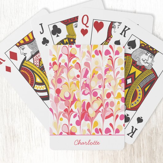 Retro Marmer Abstract Patroon Roze Gepersonaliseer Pokerkaarten