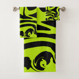 Retro-marmerroodroos van de luigroene en de zwarte bad handdoek