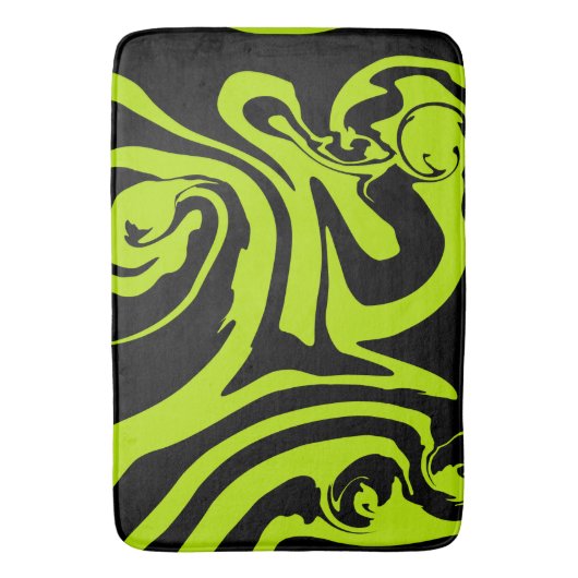 Retro-marmerroodroos van de luigroene en de zwarte badmat (Voorkant Verticaal)