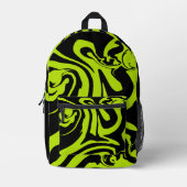 Retro-marmerroodroos van de luigroene en de zwarte bedrukte rugzak (Voorkant)