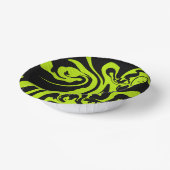 Retro-marmerroodroos van de luigroene en de zwarte papieren kommen (Gebogen)