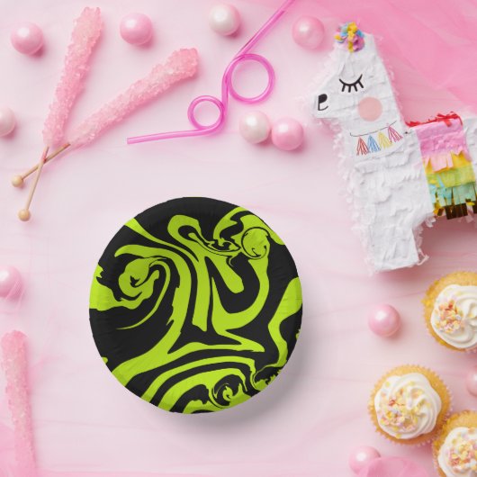 Retro-marmerroodroos van de luigroene en de zwarte papieren kommen (Feest)