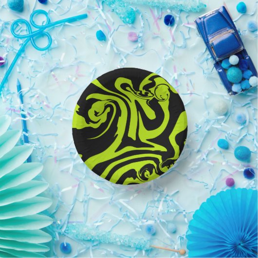 Retro-marmerroodroos van de luigroene en de zwarte papieren kommen (Feest)