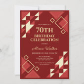 Retro Maroon Beige Driehoek Geometrische Verjaarda Kaart (Voorkant)