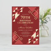 Retro Maroon Beige Driehoek Geometrische Verjaarda Kaart (Staand voorkant)