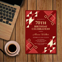 Retro Maroon Beige Driehoek Geometrische Verjaarda