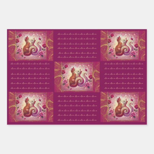 Retro Maroon Cat - Inpakpapier Vel (Voorkant 3)