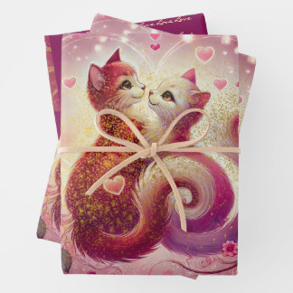 Retro Maroon Cat - Inpakpapier Vel