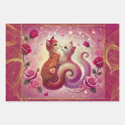 Retro Maroon Cat - Inpakpapier Vel (Voorkant)