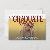 Retro Maroon Foto virtueel Afstuderen voor meisjes Kaart (Voorkant)