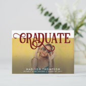 Retro Maroon Foto virtueel Afstuderen voor meisjes Kaart (Staand voorkant)