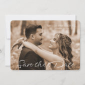 Retro Maroon Fotobruiloft Save the Date Kaart (Voorkant)