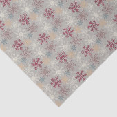Retro  maroon Grey Blue Snowflakes op zilver Tissuepapier