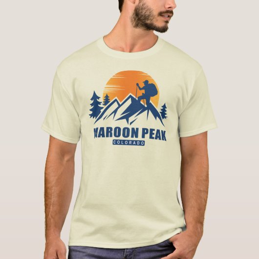 Retro Maroon Peak Hike T-shirt (Voorkant)