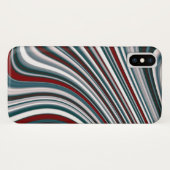 Retro Maroon Red en Blauwgroen Blue Abstracte Curv Case-Mate iPhone Case (Achterkant (horizontaal))