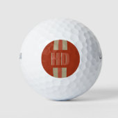 Retro maroon striped Shadow monogrammed logo Golfballen (Voorkant)