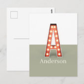 Retro Marquee Letter A op maat Briefkaart (Voorkant / Achterkant)