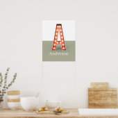 Retro Marquee Letter A op maat Poster (Keuken)