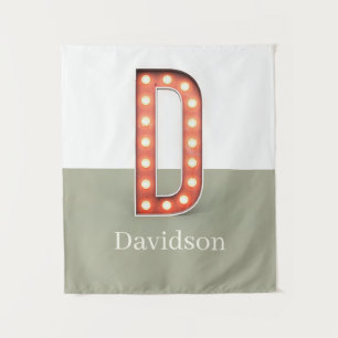 Retro Marquee Letter D Persoonlijk Wandkleed