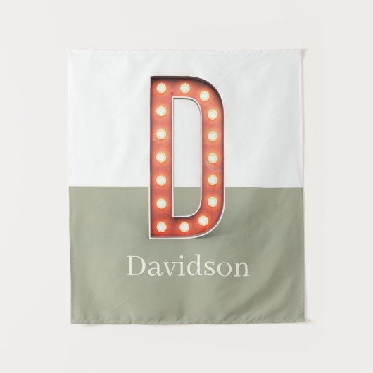 Retro Marquee Letter D Persoonlijk Wandkleed (Voorkant)
