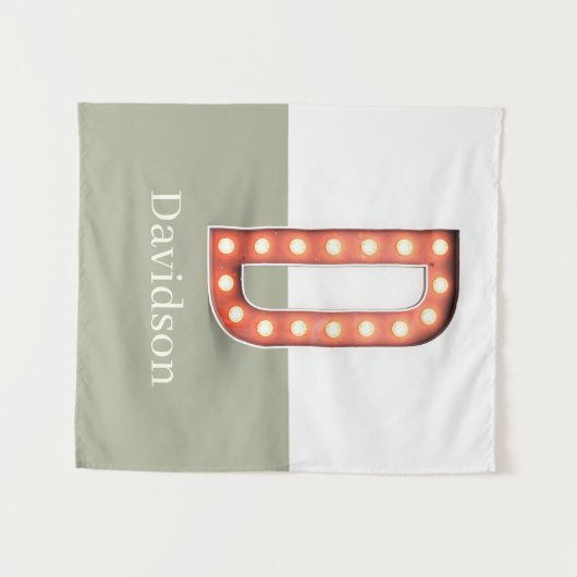 Retro Marquee Letter D Persoonlijk Wandkleed (Voorkant (horizontaal))